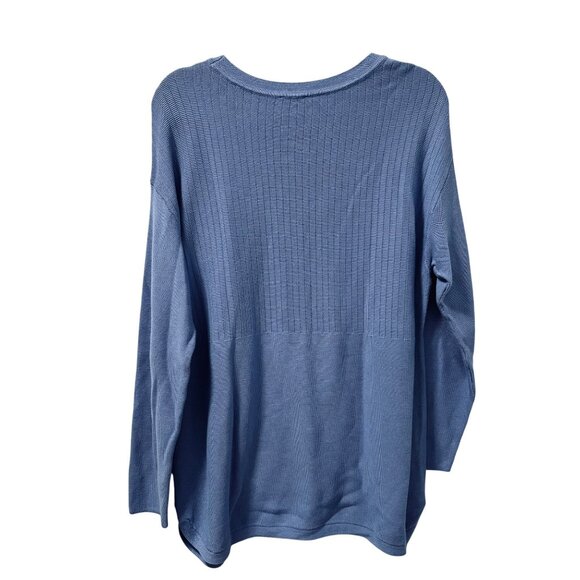 Talbots Sweater Sz XL Ribbed Blue Cotton Rayon Sweater Long Sleeve Pullover - Picture 4 of 11